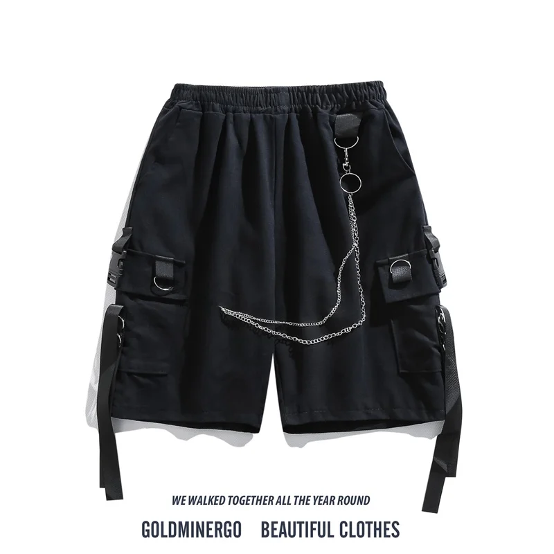 

Модная рабочая одежда в стиле хип-хоп, мужские летние тонкие свободные брюки прямого кроя Cool Five orts, уличные спортивные средние брюки, повседневные orts