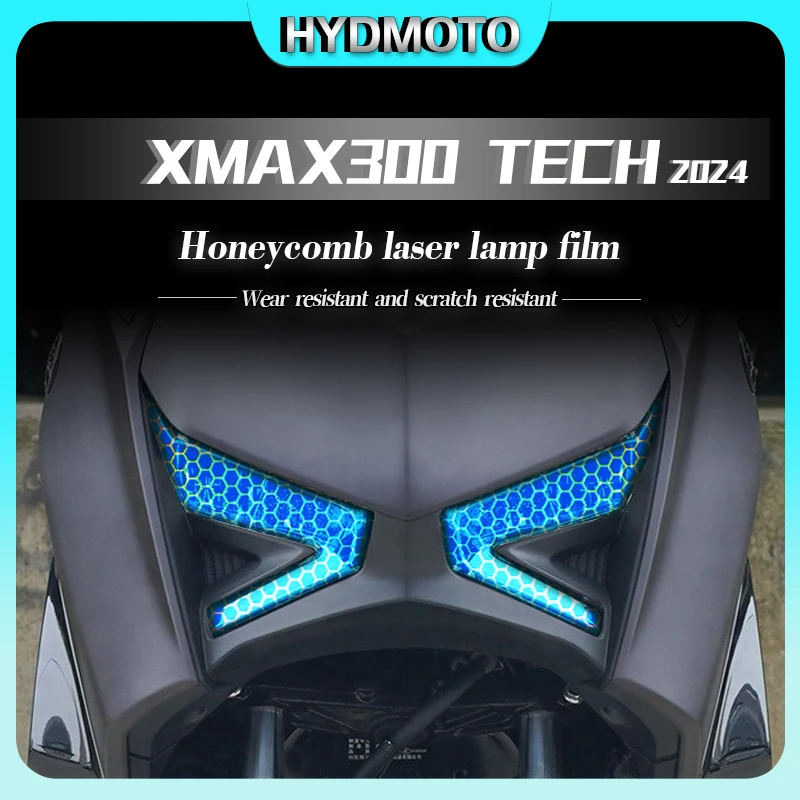 For Yamaha X MAX300 Xmax300 XMAX300 TECH 2024 honeycomb laser lamp film headlight taillight film transparent sticker accessories