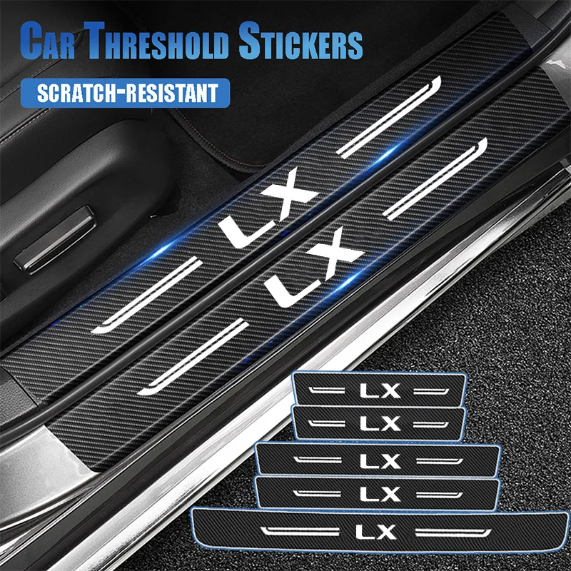 Carbon Fiber Car Door Sill Scuff Plate for Lexus LX Logo Auto Trunk Guards Protective Trim Anti-scratch Door Panel Accessories