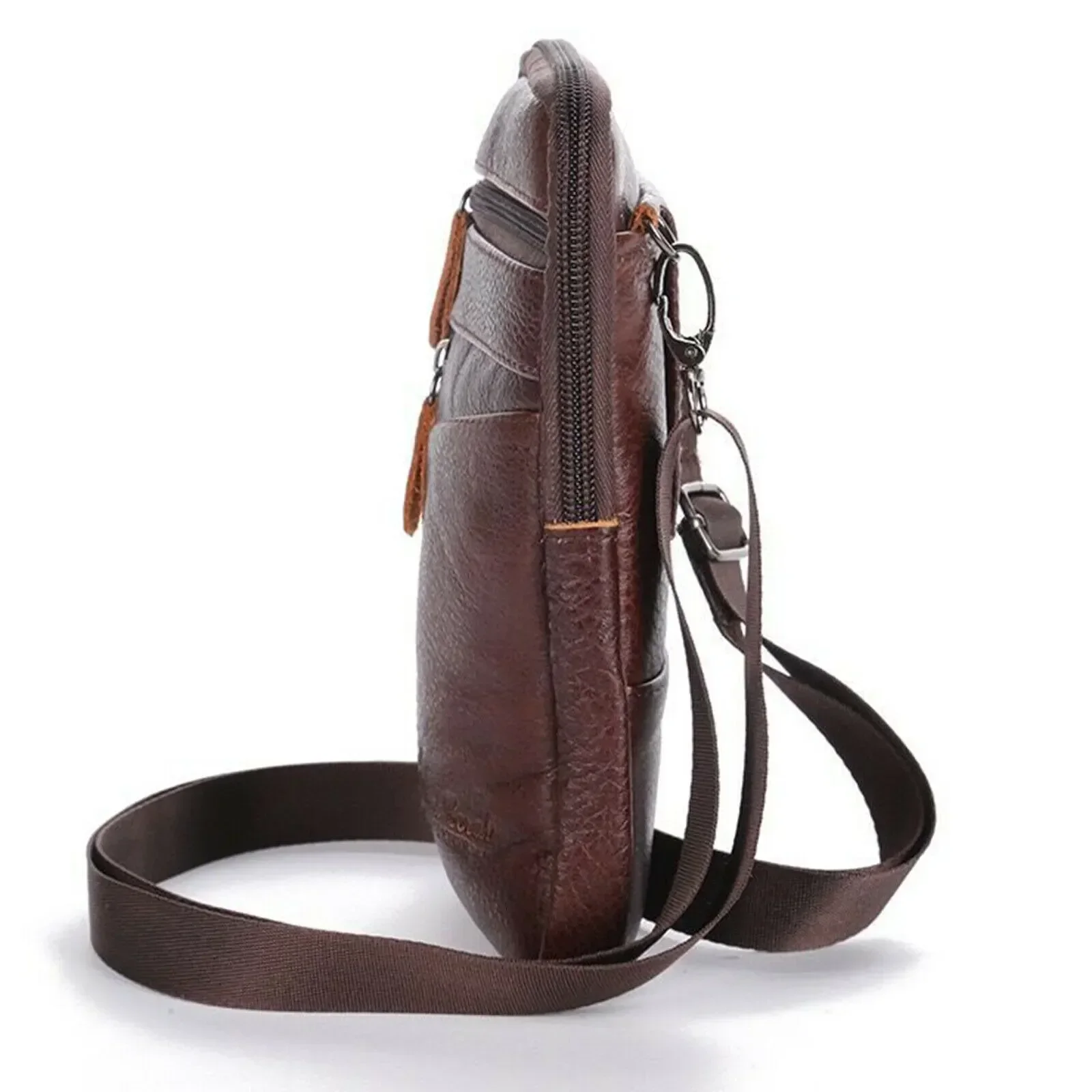 Mannen PU lederen schoudertas Crossbody tas Vrije tijd Pure Business Mannelijke heupriem Zakken Casual Mini mobiele draagbare telefoon portemonnee