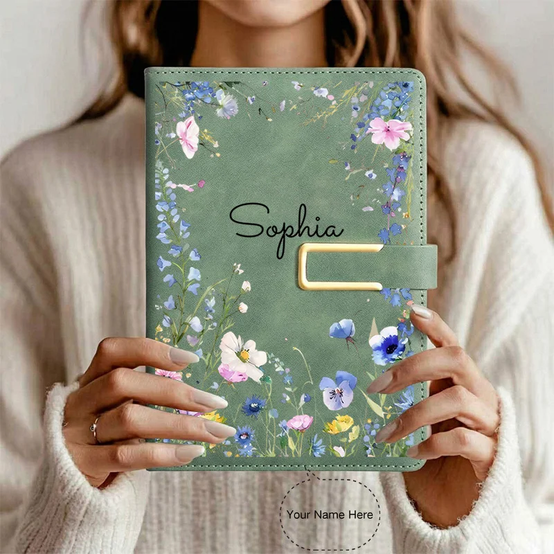 Custom Name A5 Notebook, Personalized Text Softcover 200 Pages Pen Loop and Bookmark, 2D Flat Effect- Perfect for Personalised