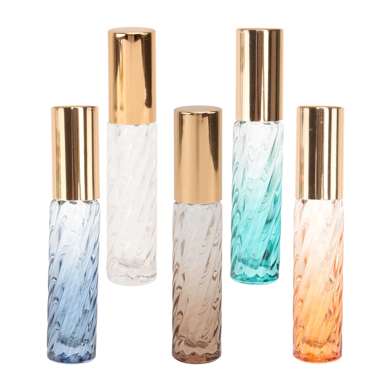 

5Pcs Roller Ball Glass Bottles Twill Pattern Leakproof Portable Perfume Essential Oil Sprayer Containers Refillable Mist Spray