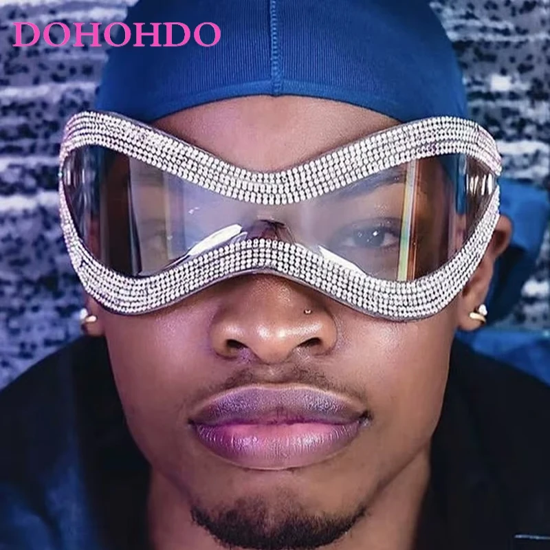 

DOHOHDO New UV400 One Piece Large Frame Sunglasses NewHigh-end Fashion Show Women Sunglasses Dressing Party Girls Eyewear Shades
