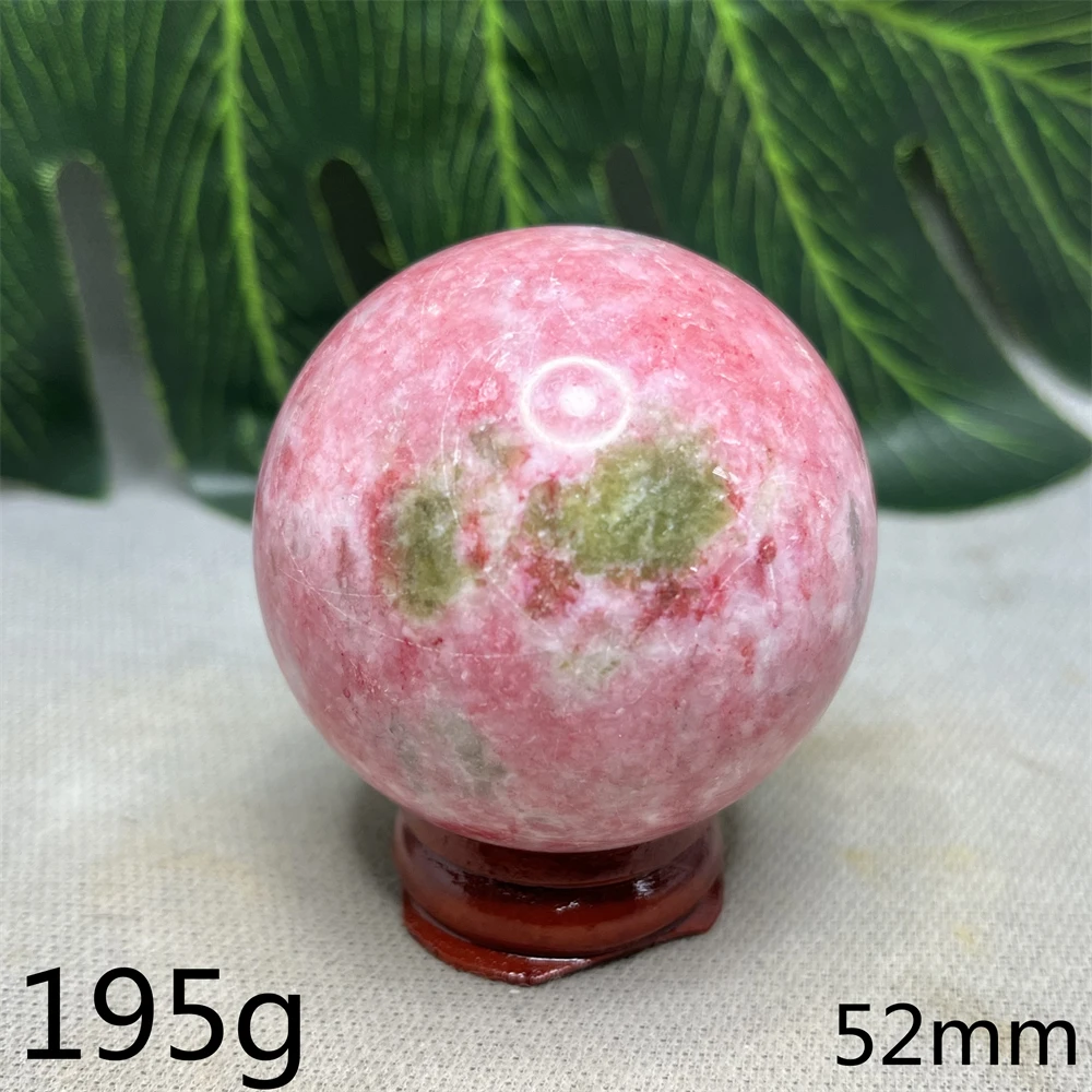 Pink Peach Blossom Jade Ball Hand Polished Natural Rock Home Put Room Feng shui Decoration Witchcraft altar Prayer Meditation