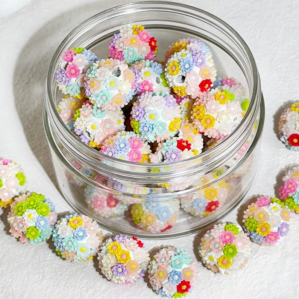 

Colorful Floral Beads For Handmade Jewelry Design 50Pcs 20*20MM /Resin Flower Effect/Polymer Clay Bead/Handcrafted