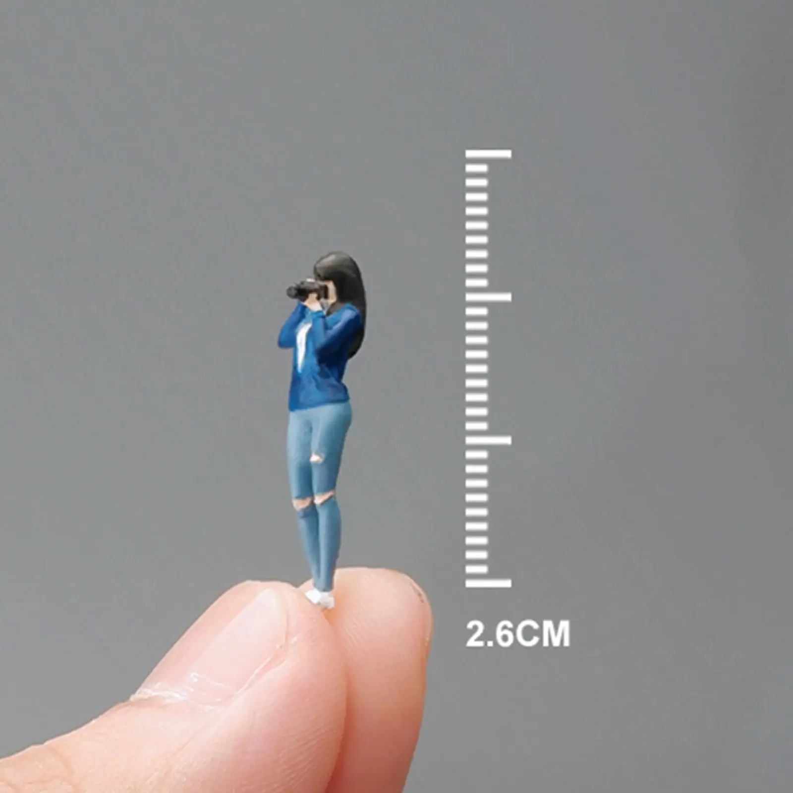 Diorama Figure Character Female Photographer for Desktop Ornament Architecture