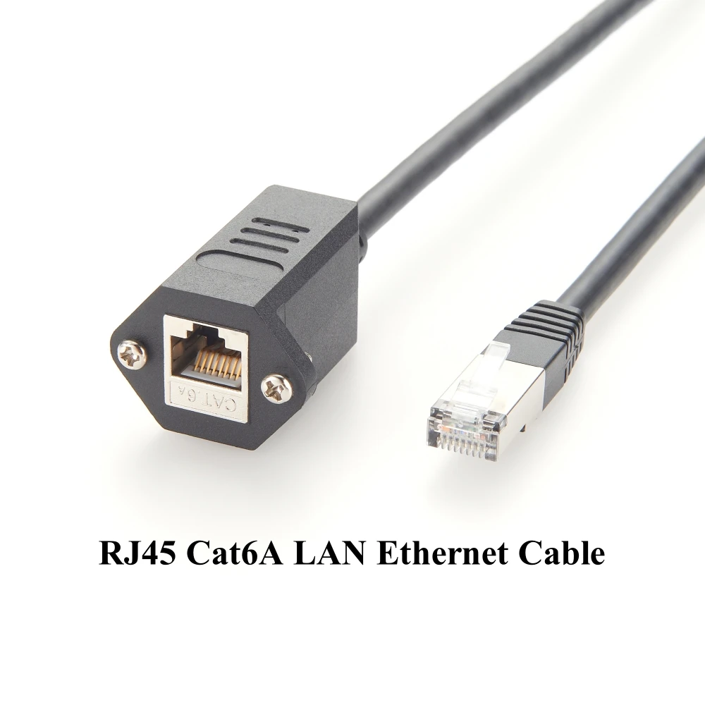 

Screw Panel Mount RJ45 Male to Female Extension Cable 10Gbps Cat6A Ethernet Shielded Feedthru LAN Network Short Patch Cable