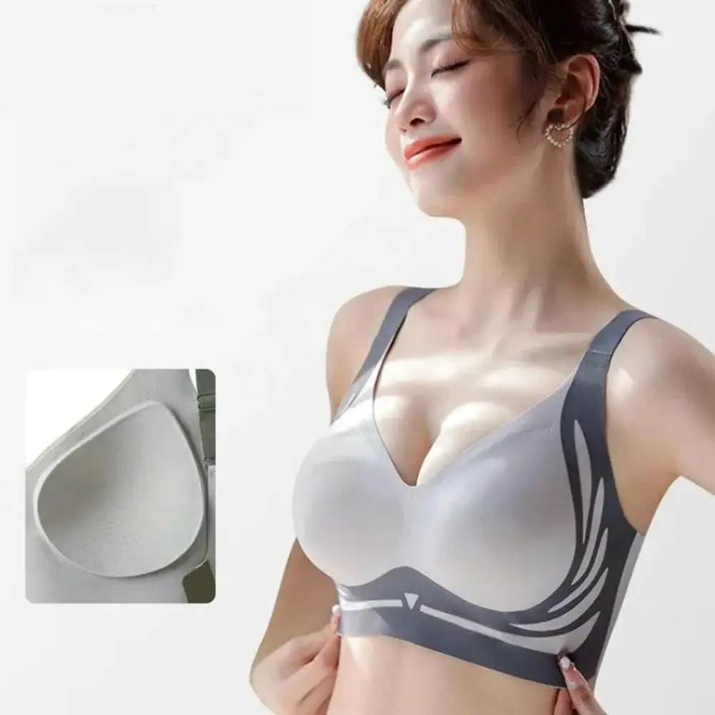 Women Sports Bra Elastic Shoulder Strap Wireless 3D Cup Shockproof Push-up Underwear Sport Yoga Color Matching Daily Lady Bra