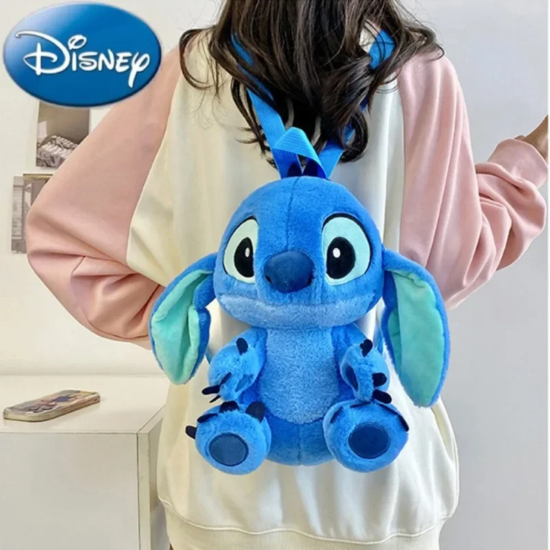 New Disney Stitch Plush Backpack Cartoon Cute Backpack Children's Plush Stuffed Backpack Storage Bags School Bag for Girls Gifts