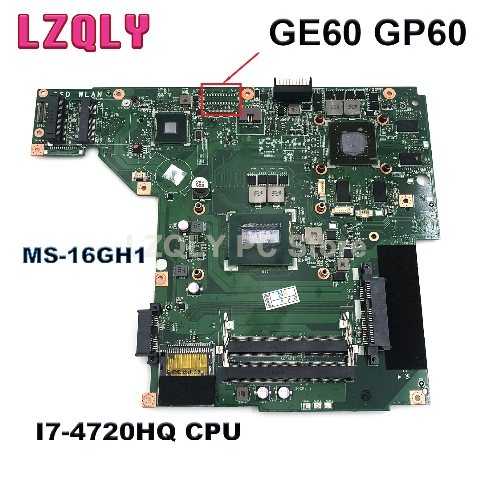 

For MSI GT72 6QD GT72S 6QE MS-1782 Laptop Motherboard MS-17821 With i7-6700HQ CPU 100% work