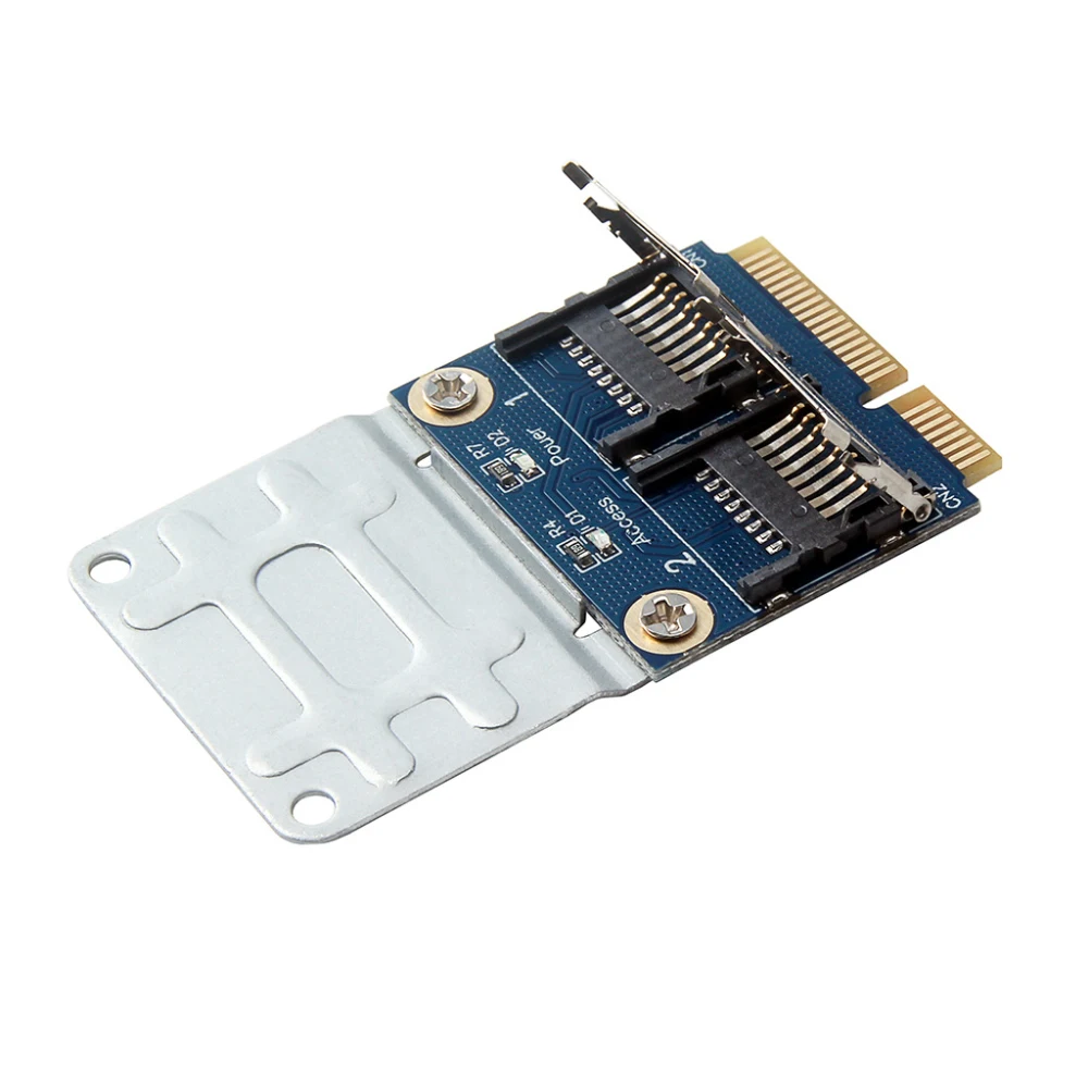 2 ssd hdd duplo-sdhc sdxc tf para mini leitor de cartão de memória pcie mini adaptador pci-e mini mpcie para 2 mini-sdcards para laptop