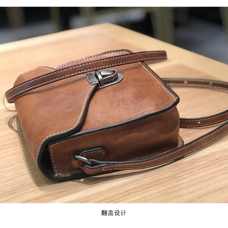 حقيبة ساعي البريد من الجلد العتيق المطلي يدويًا من YETTIES، محفظة كروس من جلد البقر المحبب، حقيبة كتف متعثرة للنساء #6