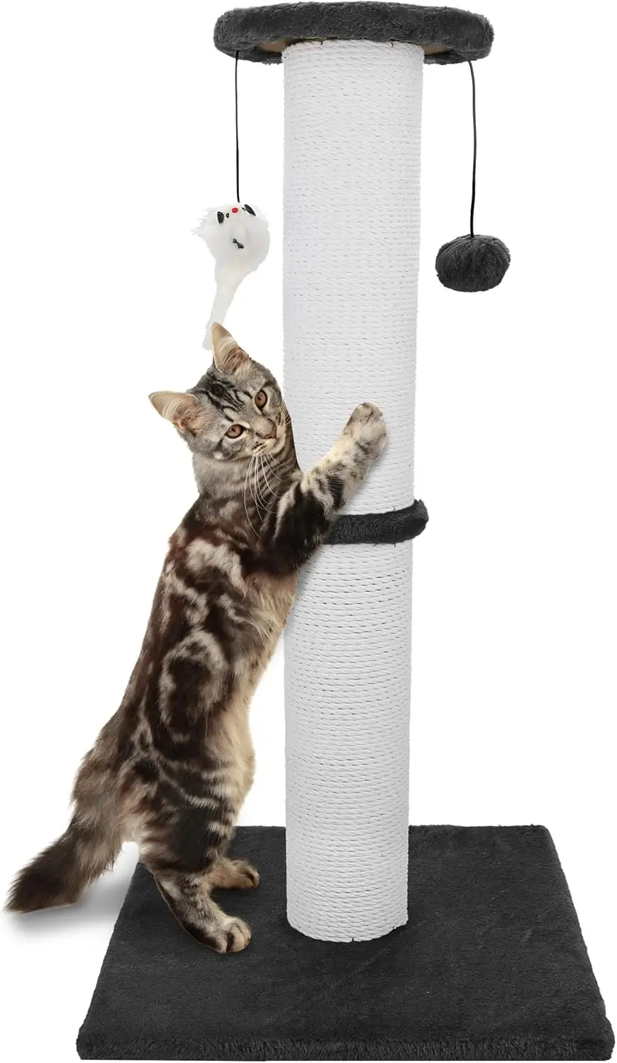 

Cat Scratching Post 34 Inches Heavy Duty and Thicker Cat Scratching Post Sisal Rope with Hanging Ball and Mice Scratchin
