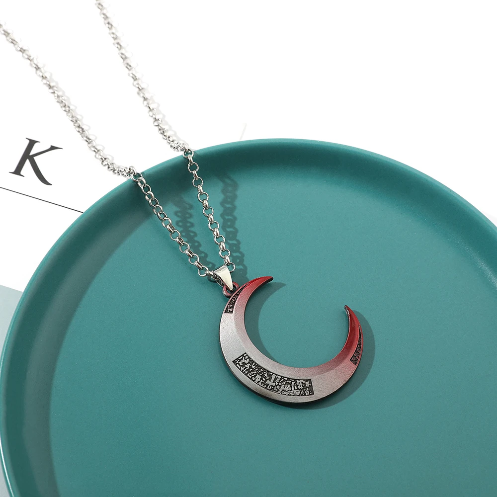 Moon Knight Movie Character Necklace Pendant - Personalized Creative Moon-Shaped Unisex Neck Chain Accessory Gift view 3