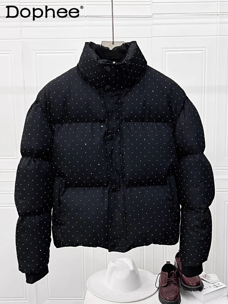 معاطف رجالية عصرية جديدة لشتاء 2025 مع ياقة واقفة وسماء مرصعة بالنجوم حجر الراين سترات رجالية سميكة ودافئة فضفاضة مريحة سترات #1