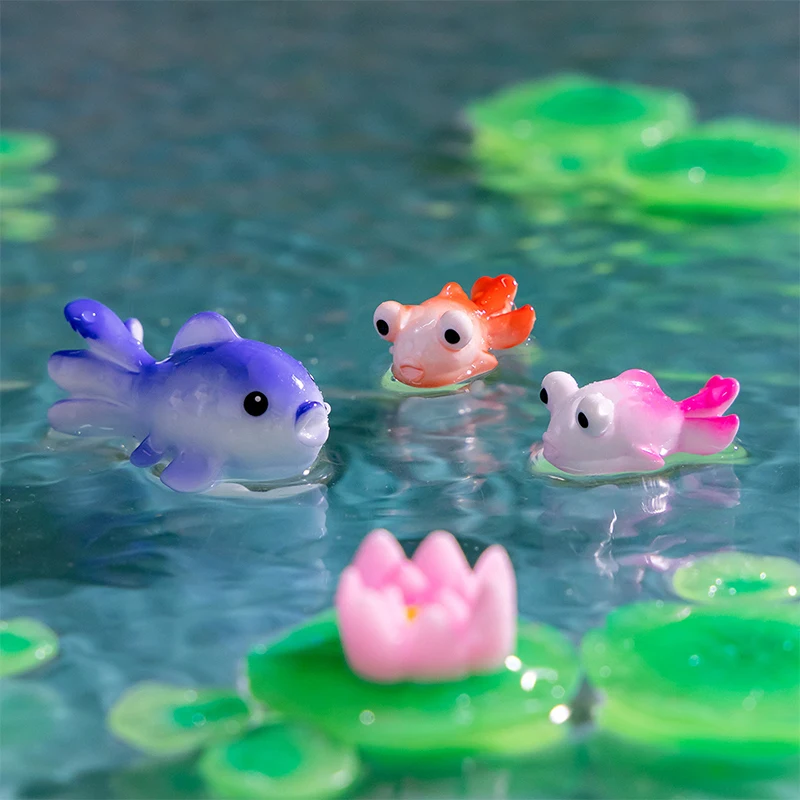 1PC Kawaii Luminous Mini Simulated Goldfish And Koi Resin Animal Figurines Ornament Aquarium Fish Tank DIY Accessories