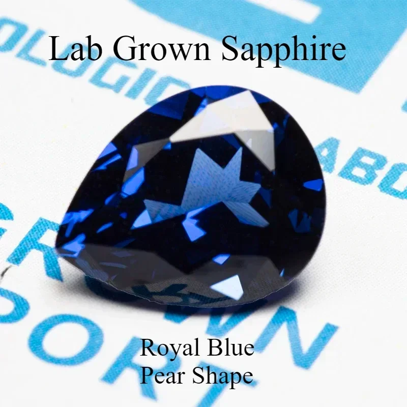 

Lab Grown Sapphire Pear Shape Royal Blue VVS1 Gemstone for Charms Diy Jewelry Making Earrings Ring Selectable AGL Certificate