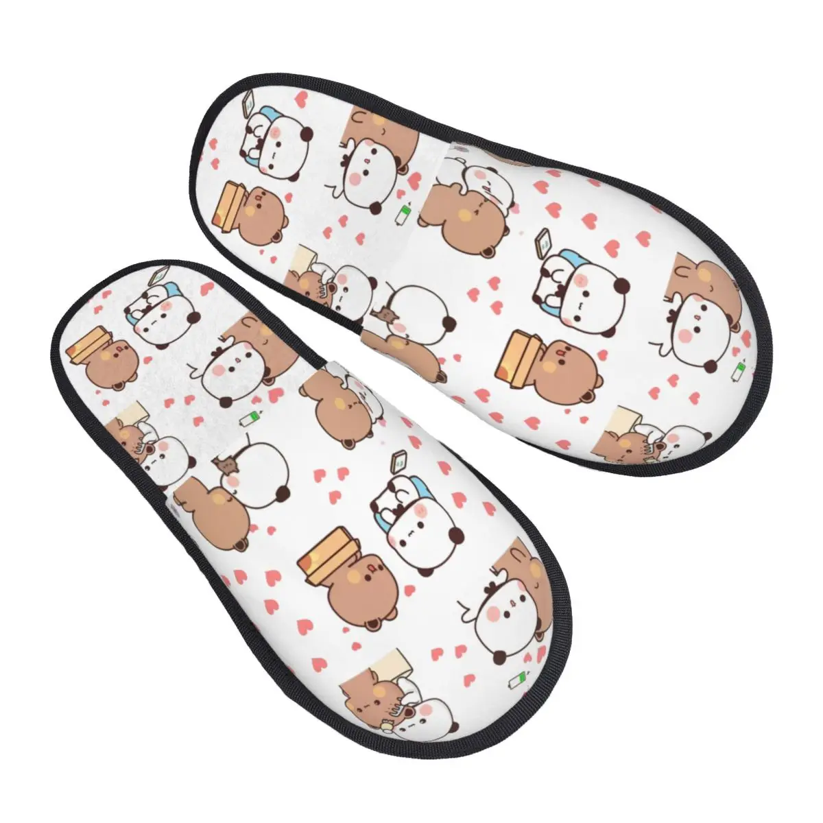 Bear Panda Love Anime Cartoon House Slippers Anti-skid Bubu And Dudu Cozy Household Fur Slippers Slides Bedroom