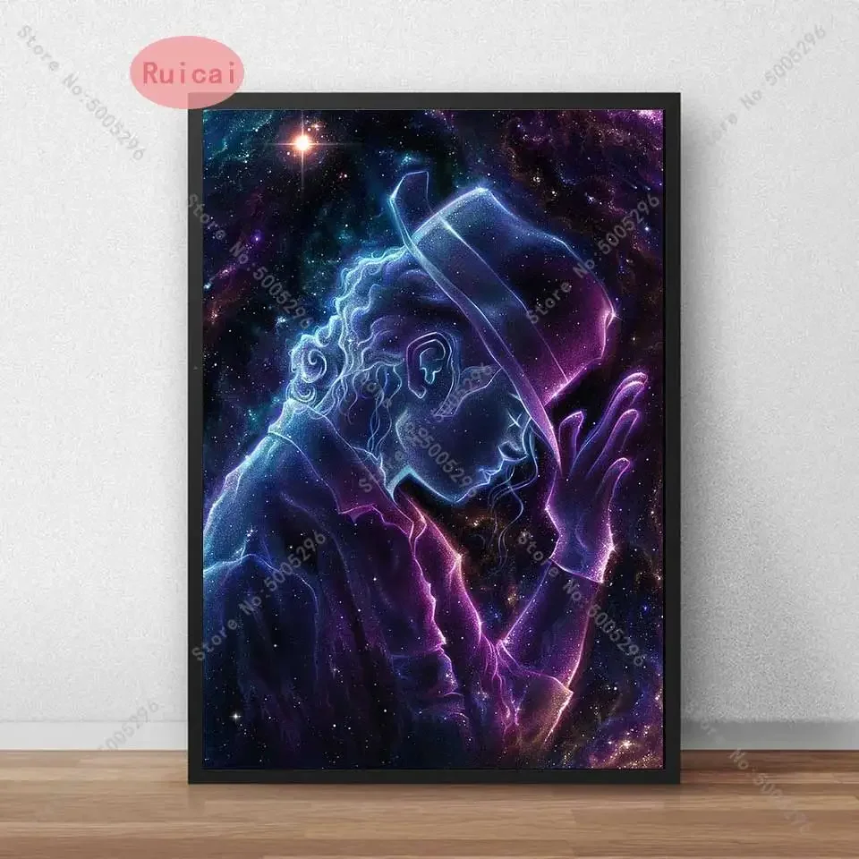 Michael Jackson Star Singer Poster Wall art Black and White Painting Character Sticker Room Picture Home Decoration