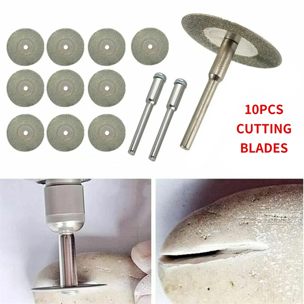 10pcs Diamond Cutting Wheel Sawing Bladings with 2 Connection 20mm Cut Cutter Discs for Rotary Tool