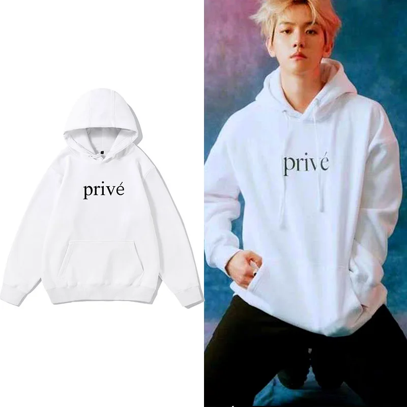 

Худи унисекс EXO Baekhyun из чистого хлопка с флисом, свободного кроя, с буквенным принтом, в уличном стиле, весна-осень, модная женская толстовка