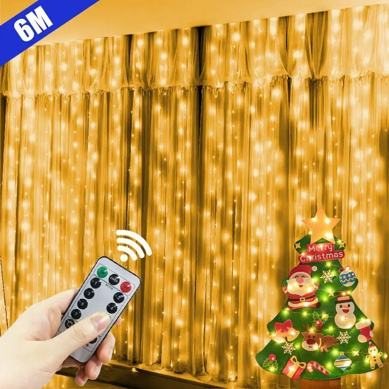 Fairy Light Wedding Holiday Light Garland Birthday Decoration 3M 4M 6M 8 Mode Christmas Party Decor LED USB Curtain String Light