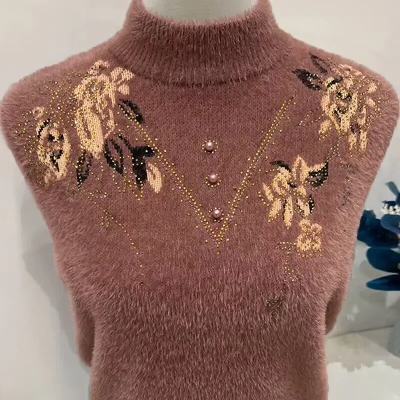 

Зимние свитера с принтом, новые пуловеры, толстый бархатный свитер с имитацией норки, повседневный эластичный вязаный джемпер с вышивкой, женские топы M128
