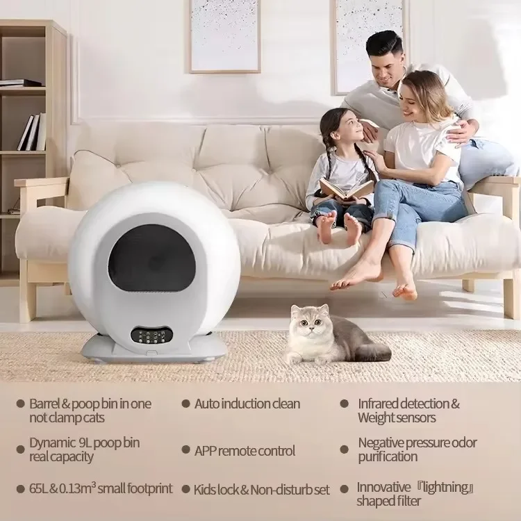 Factory Wholesale Smart Cat Toilet 65L Large Space APP Remote Control One Click Poop