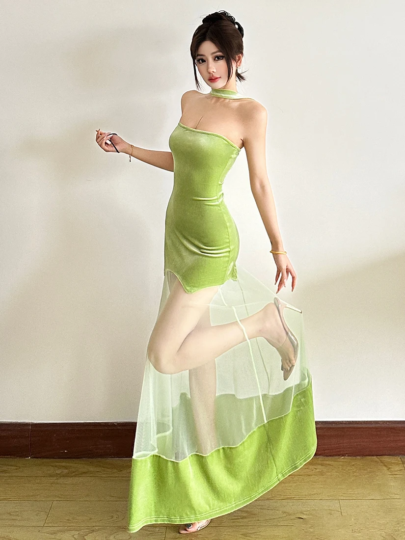 WEIRD PUSS レモン ドクター・スウィート・ディザイア エレ・スプライス・ネ ハンギング・ストラップル・ドクター レディース ネットガウン トレンディ ポリエステル生地