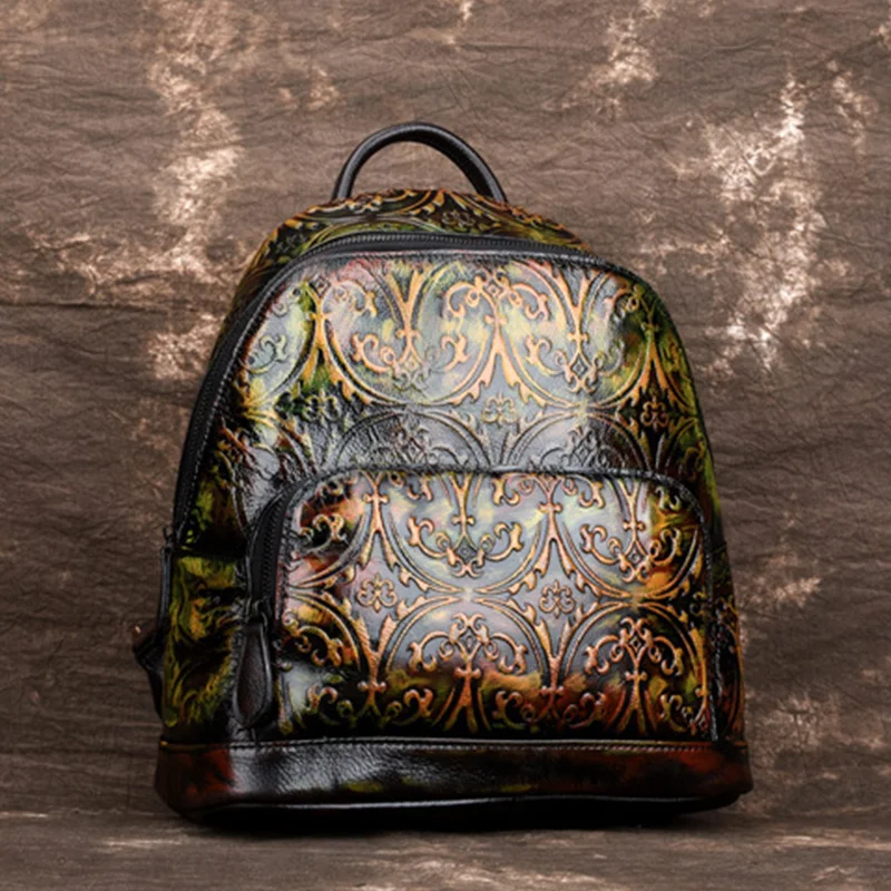 Zaino in vera pelle zaino per donna Designer di lusso viaggio vera pelle bovina goffrata zaino borsa per libri per studenti Daypack