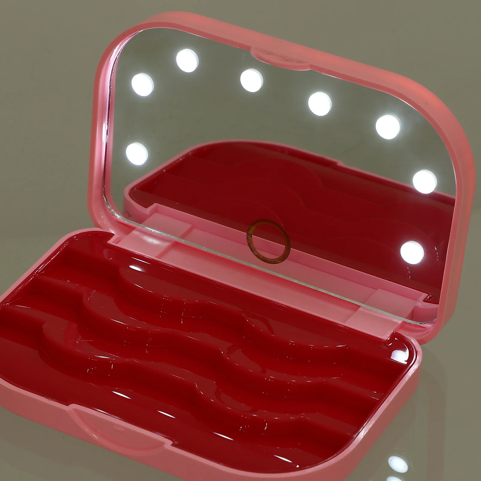 LEDライト付きミラーラッシュケース 持ち運びが簡単なつけまつげパッケージボックス 毎日の交換用つけまつげホルダー