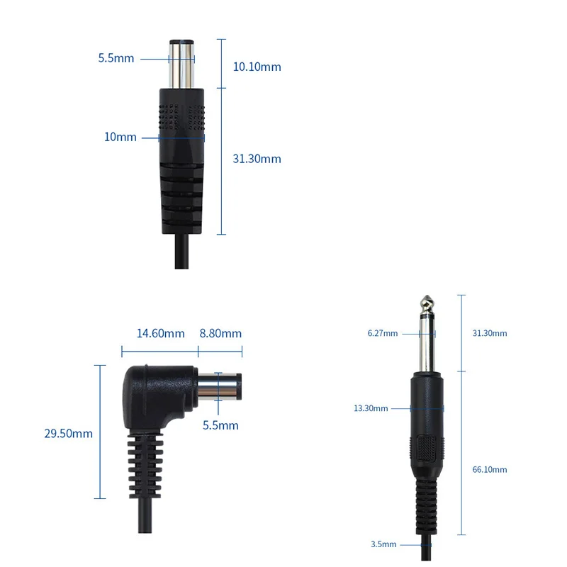 Cavo di alimentazione da 1x6.5mm a cc cavo di alimentazione morbido adattatore di connessione audio da 6.5mm DC per accessori per chitarra microfono per macchinetta del tatuaggio