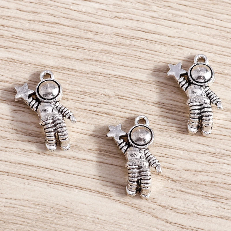 Tusember 12*20mm 20 Stück Antik-Silberfarbene Charms, Legierung Raumfahrer-Astronauten-Anhänger, DIY Handgemachte Schmuckherstellung Zubehör – Detail 3