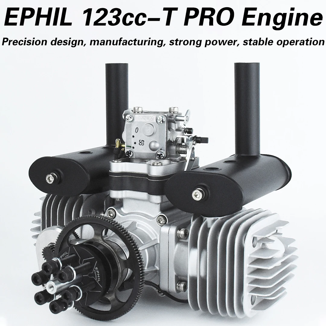 EPHIL 123cc-T PRO Model Aircraft Gasoline Engine Electric Start Opposed Dual Cylinder Two Stroke Fixed Wing