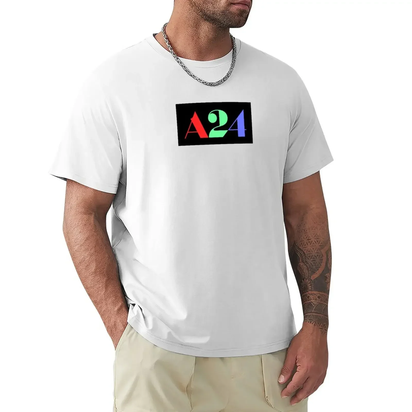 A24 Multicolor Logo T-Shirt custom shirt anime clothes graphic t shirt vintage plus size clothes cotton t shirt men