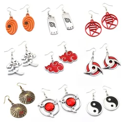 Anime Akatsuki Gaara Red Cloud Sharingan Eye Leaf Village Uzumaki Earrings Figure Cosplay Toys Gift Metal Pendant