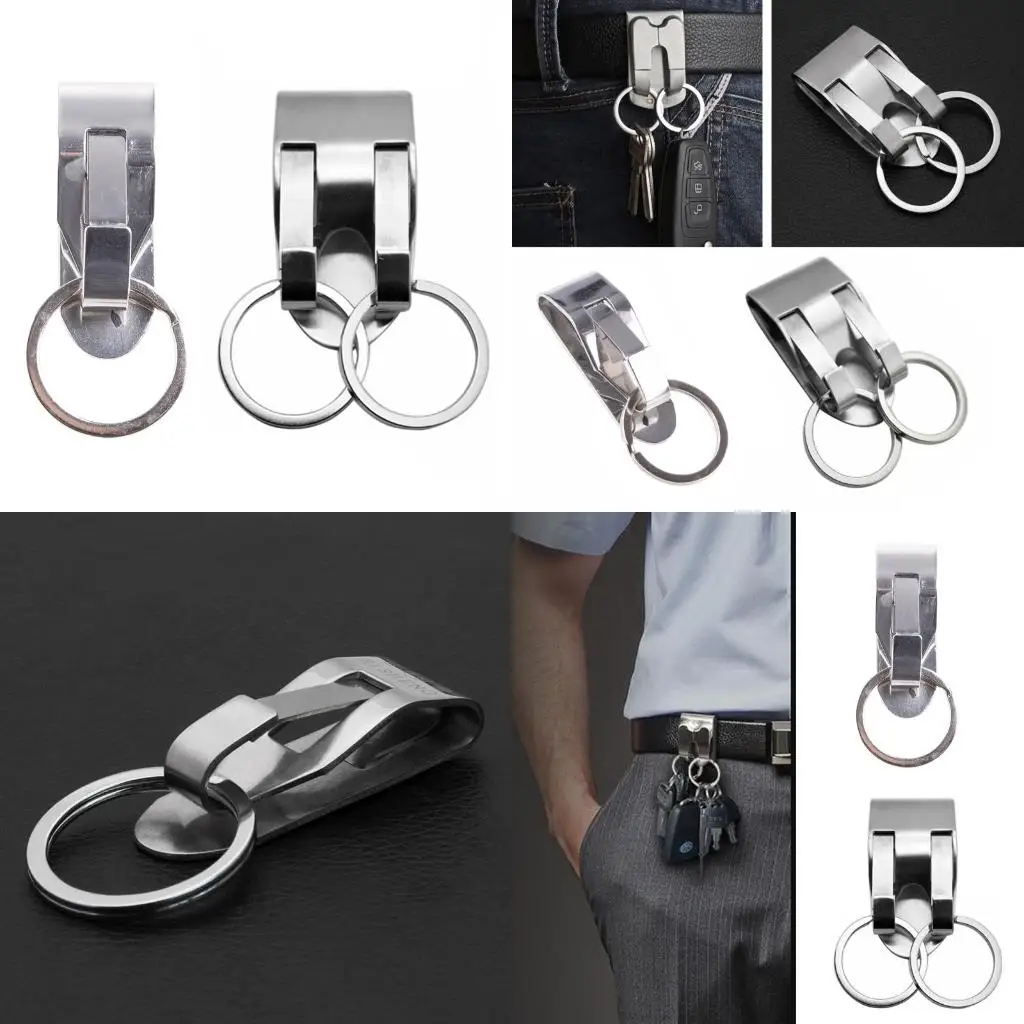 Fashion Double/ Single Ring Secure Belt Clip for Key Holder Multitools Belt for Key Chain Stainless Steel for Key Holder