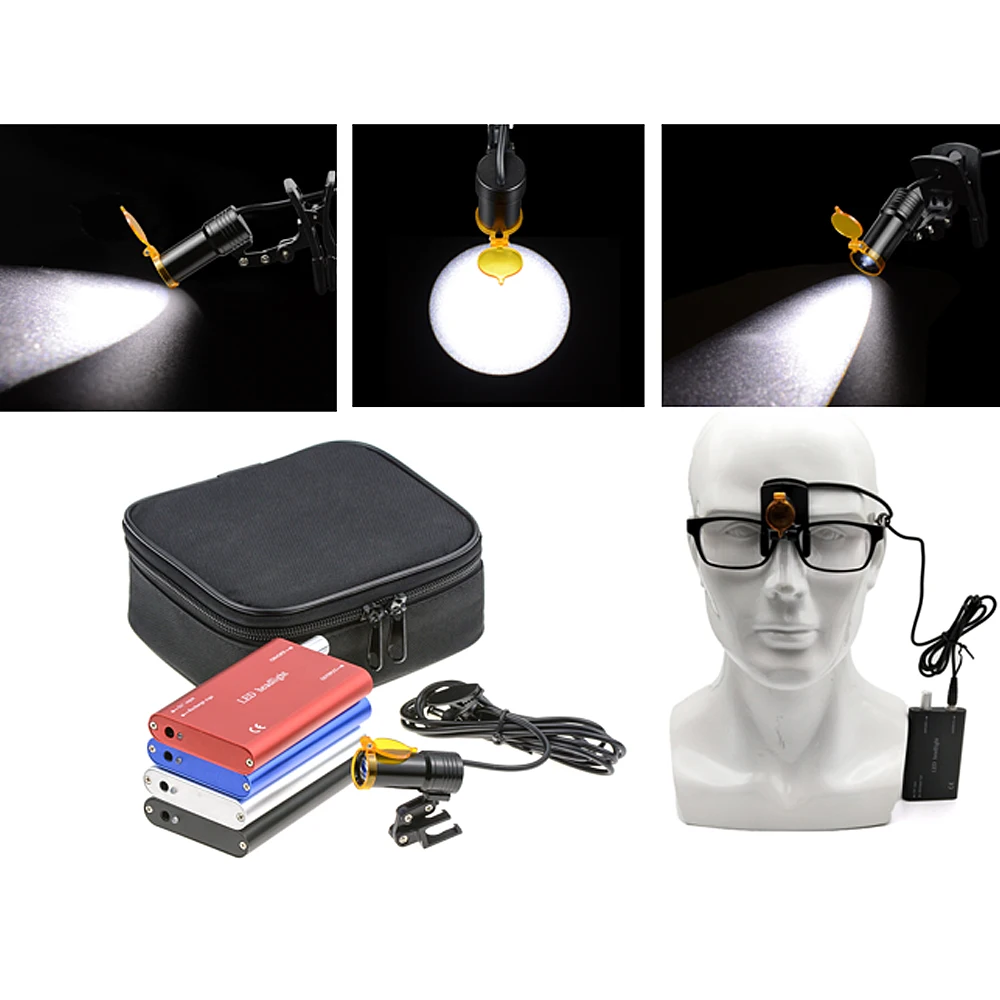 APHRODITE 5W Dental Normal High Power LED Headlight with Orange Optical Filter Light Shield DY-007 Clip on Binocular Loupe