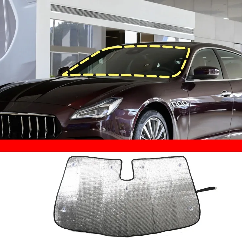 

For Maserati Quattroporte 2017-2022 Aluminum Foil Silver Car Front Glass Sunshade UV Protection Sunshade Plate Car Accessories