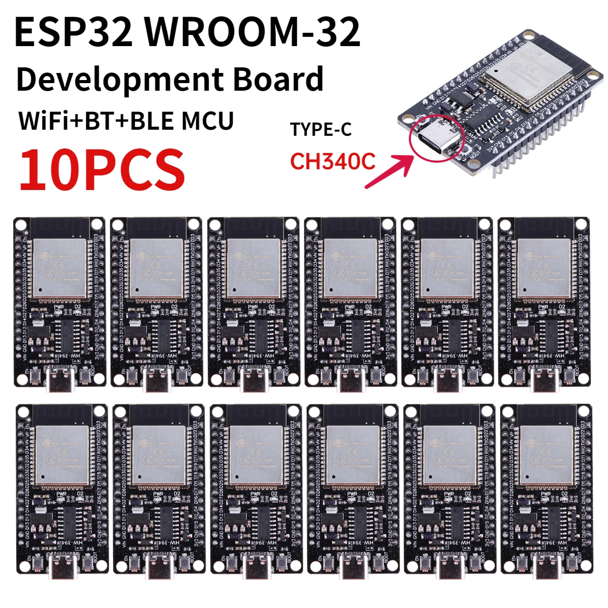 ESP32 -32 Development Board TYPE-C CH340C/ USB CP2102 WiFi+Bluetooth Ultra-Low Power Consumption Dual Core Wireless Module image 3