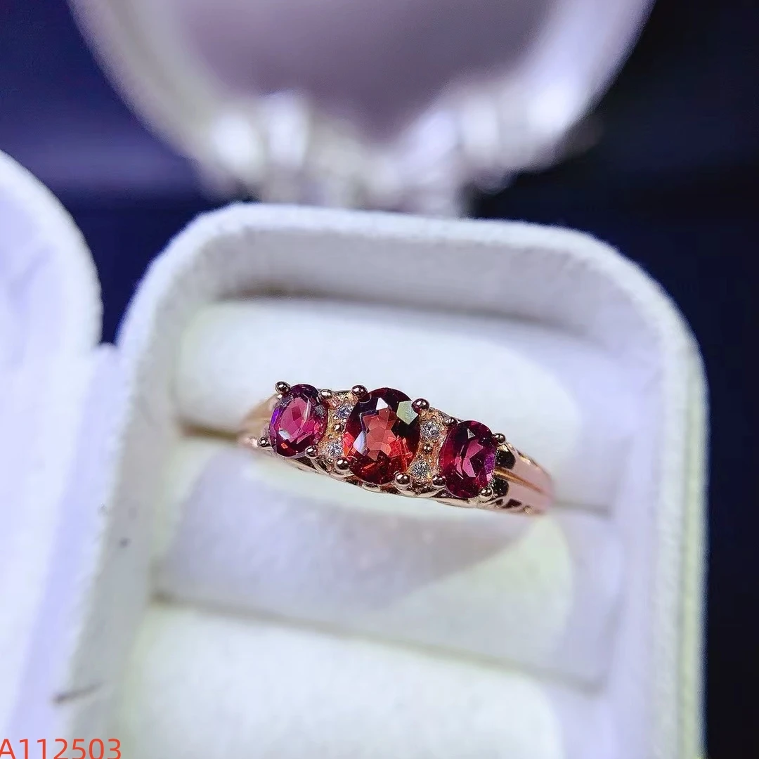 

KJJEAXCMY New Natural Very beautiful full net Alcoa Garnet Women's Ring S925 Pure Silver Exquisite Inlaid Support Testing