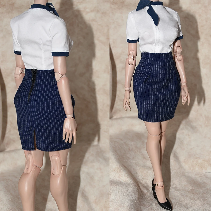 1/6 Scale Professional Women's Stewardess Uniform Shirt Skirt Clothes for 12