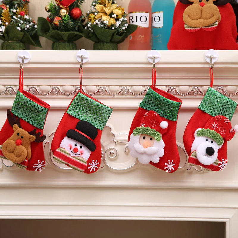 16cm*8cm Mini Christmas Socks Children's Party Supplies Holiday Pack Gifts New Year's Decoration Christmas Tree Pendant