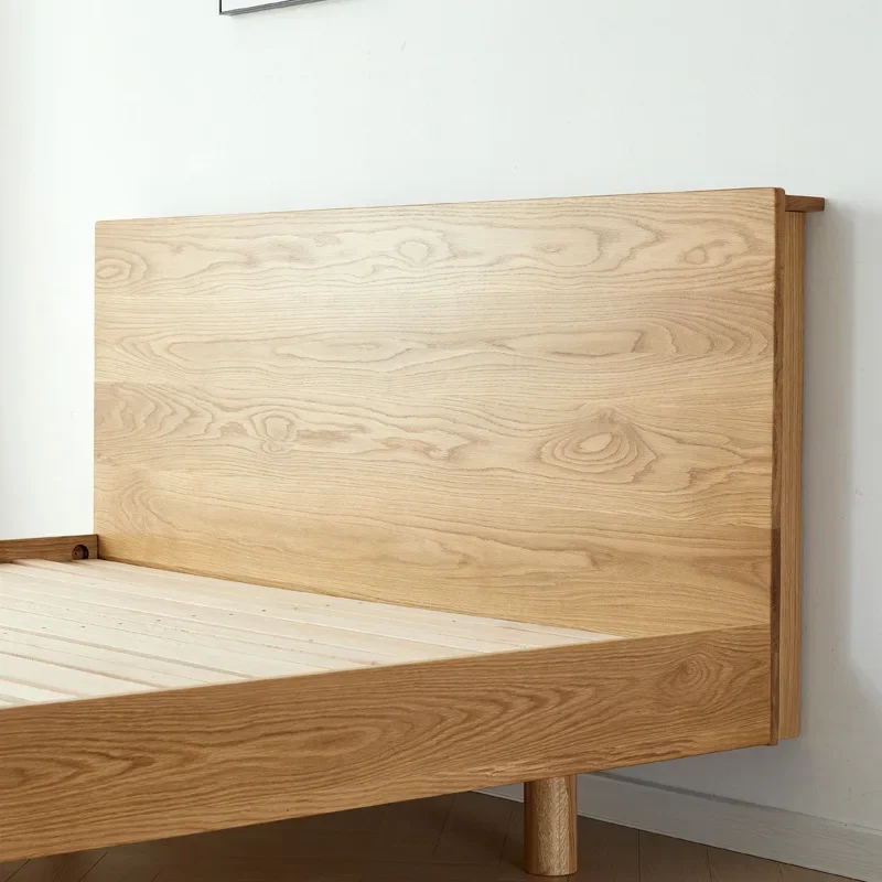North American black walnut full solid light luxury simple modern bed, Nordic white oak modern bed