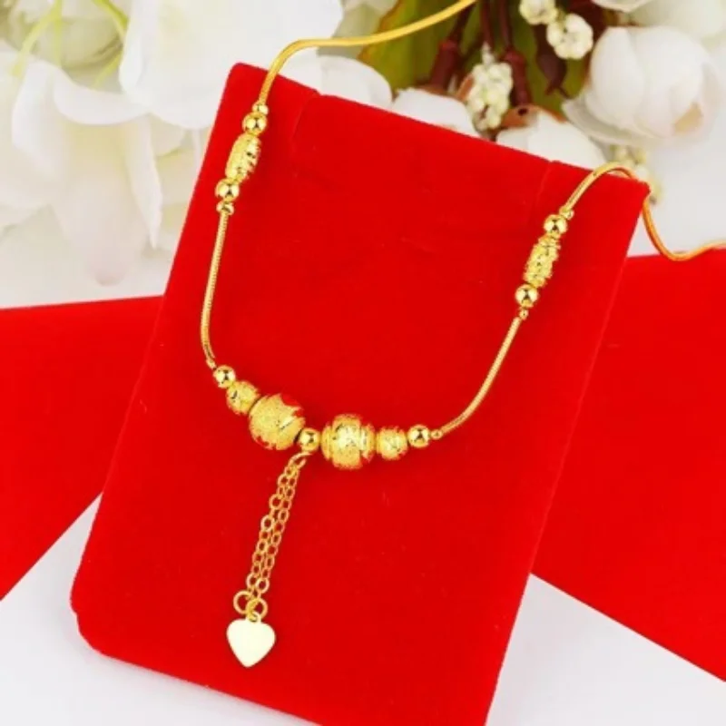 

National Ethnic Style New Creative Niche Design Sense High-end Atmospheric Gold Bead Heart Shape Ladies' Pendant Fashion Jewelry