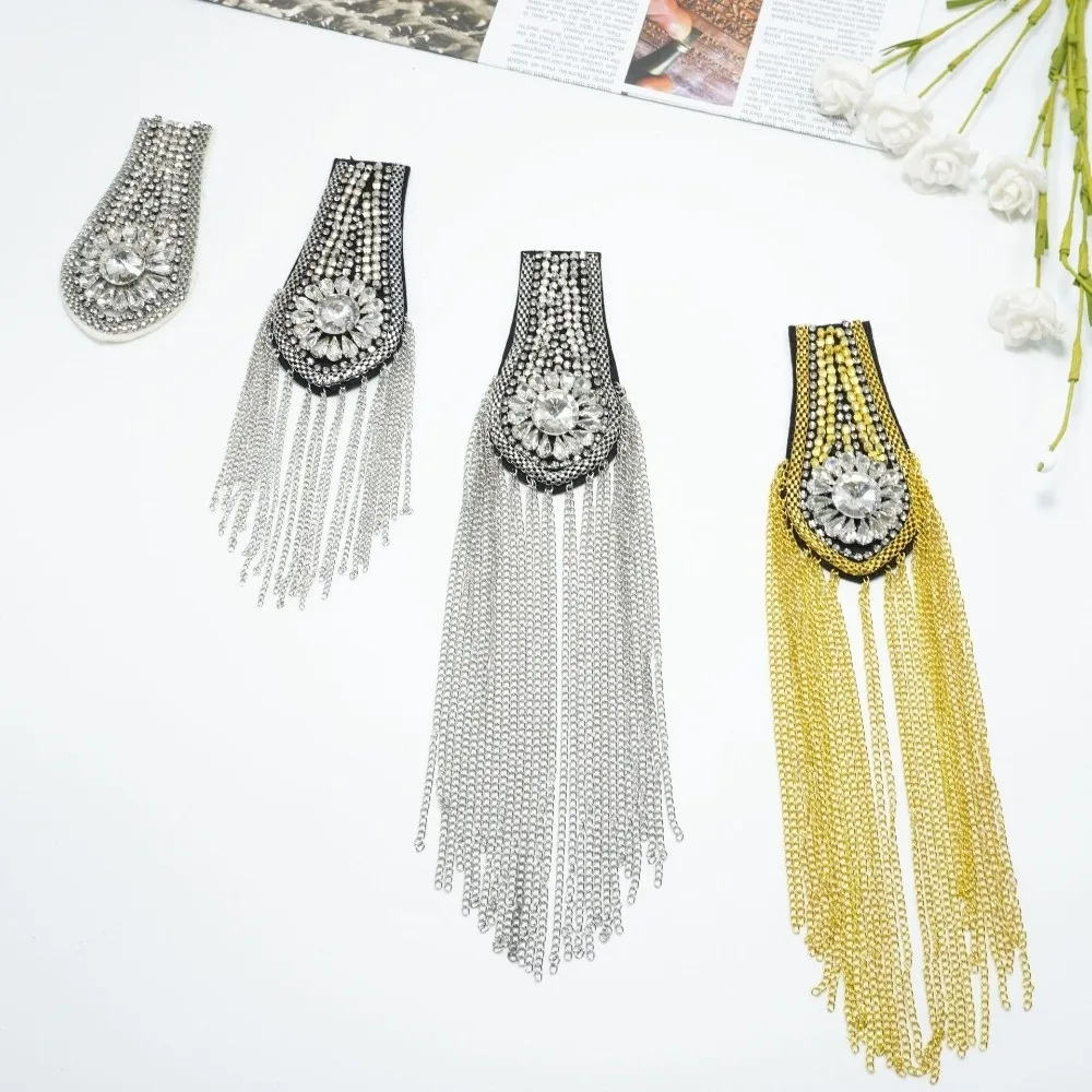 Retro Epaulet Tassel Chain Shoulder Board Punk Brooch Star Shoulder Flash Pin Alloy Fringe Shoulder Mark Unisex