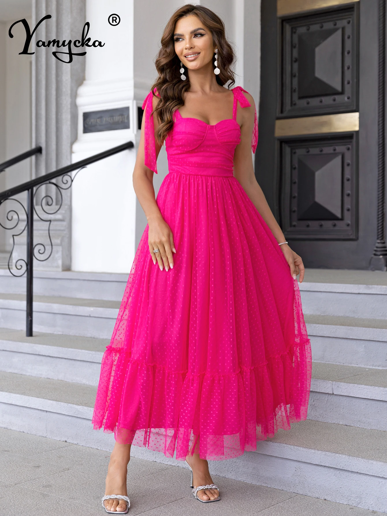 Sexy rückenfreies Mesh-Maxi-Slip-Sommerkleid für Damen, 2025, elegante lange Abschlussball-Abendkleider, luxuriöses Gaze-Geburtstagsparty-Kleid, Vestido