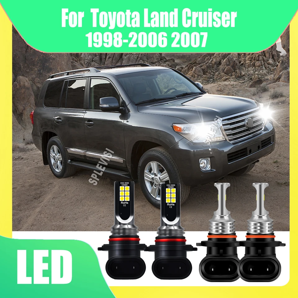 

LED White 6000K Headlights 9005 9006 High Beam Low Beam Foglamp For Toyota Land Cruiser 1998 1999 2000 2001 2002 2003-2007