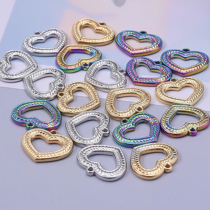 Luxury 10pcs 3D Irregular Graphic Pendant Charms Love Shaped Gold Color Rainbow DIY for Necklace Earring Findings Jewelry Making