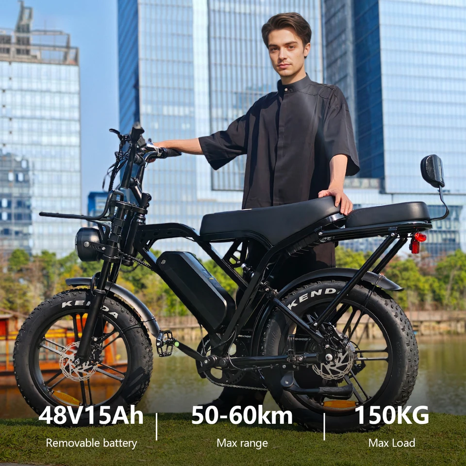 X80Pro Adult Electric Bicycle, Ideal for Daily Urban Commuting | 48V/15Ah Battery, 1000W Motor, 50-60km Range | 20-inch Wide Tires, 7-Speed ​​Drivetrain, Full Suspension, Hydraulic Disc Brakes | All-Terrain Off-Road Electric Bicycle image 5